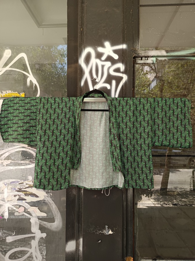 Green patterned kimono from the MAdAME KI kimonos collection